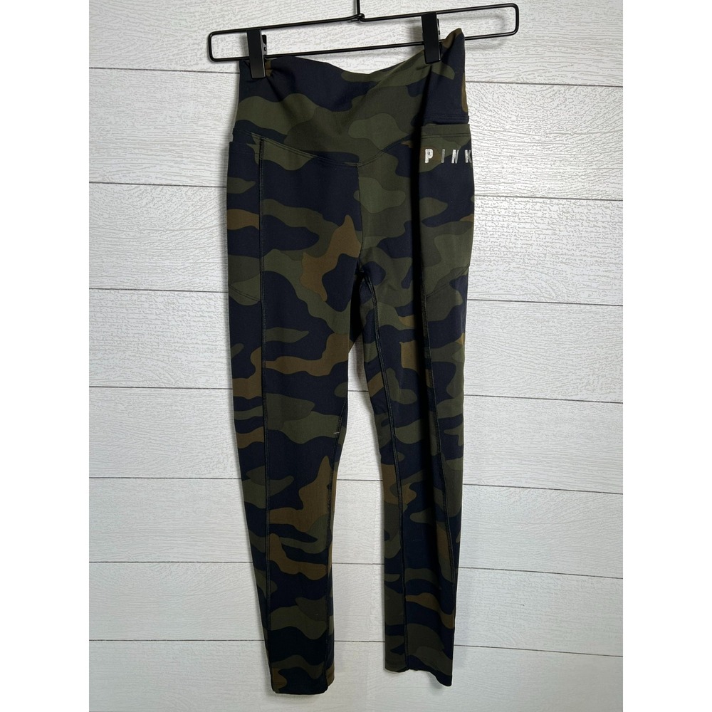 PINK Victorias Secret Ultimate Leggings Small Camo High Waist Side Pocket 22x25